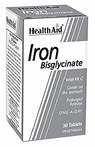 HealthAid Iron Bisglycinate - 30 Vegetarian Tablets