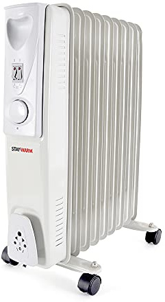 STAYWARM 2000w 9 Fin Oil Radiator with 3 Heat Settings / Variable Thermostat / Frost Watch Protection - F2603GR - Grey