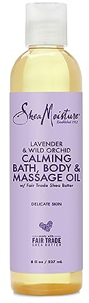 SheaMoisture Bath, Body and Massage Oil Lavender Wild Orchid Calming Moisturizer for Sensitive Skin 8 oz