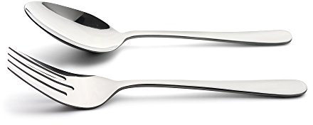 Windsor Carded Grunwerg Serving Spoon & Fork Set, Stainless Steel, Mirror Polished
