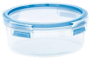EMSA 508552 Clip & Close Frischhaltedose mit Deckel, Kunststoff, 0,85 l, rund, transparent/blau