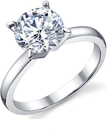 Metal Masters Women's 2Ct. Solitaire Round Brilliant Cubic Zirconia Sterling Silver 925 Wedding Engagement Ring