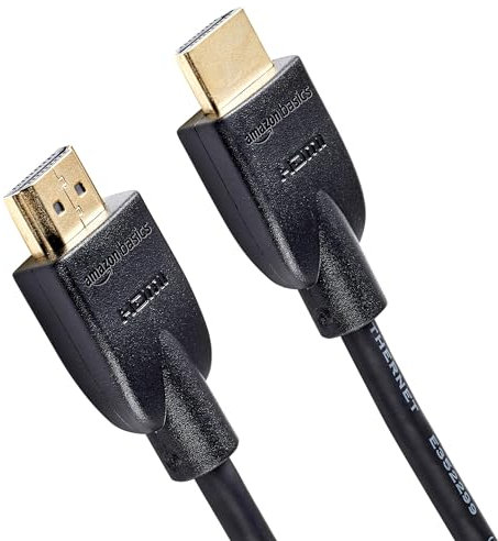Amazon Basics Câble HDMI 4K de 7.6 m- Haute performance 18 Gbps avec Ethernet, 4K@60Hz, 2160p, Noir