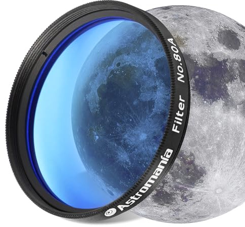 Astromania Telescope Filter, 2 Inches Planetary Filter for Astronomy Telescope Eyepiece, Color Filter for Enhancing Contrast in Lunar Planetary Observation - #80A Blue