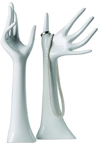 2 Design DEKO SCHMUCKHÄNDE | 33cm, weiß | Schmuckhalter, Dekohand, Kettenhalter Hand Links & rechts