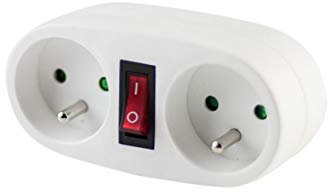 Biplite Domino 2x16A 3500W avec Interrupteur - Blanc - Chacon