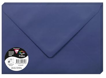 Clairefontaine Paquet de 20 Grandes Enveloppes 16,2x22,9cm Bleu Nuit - 120g/m² - Format C5 - Fermeture gommée - Invitation Evénements et Correspondance - Gamme Pollen - Papier Lisse - Réf. 5642C