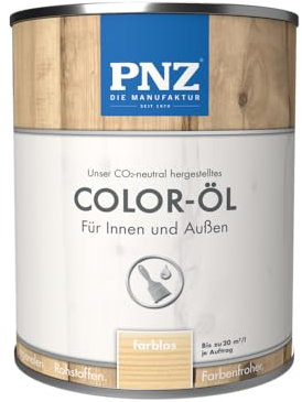 PNZ Color-Öl für Innen und Außen | lösemitttelfreies Farböl | Nachhaltig hergestellt mit regionalen Rohstoffen | für alle Hölzer, auch Bienenhäuser, Gebinde:2.5L, Farbe:farblos