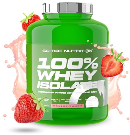 Scitec Nutrition 100% Whey Isolate - Pure Protein Power avec BCAAs - Glutamine & Arginine - Formule sans sucre ni gluten, 2 kg, Fraise