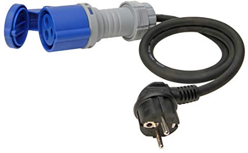 Kopp 147502005 Caravan Adapterleitung Schutzkontakt-Winkelstecker/CEE-Kupplung 3-polig, 16 A, 230 V