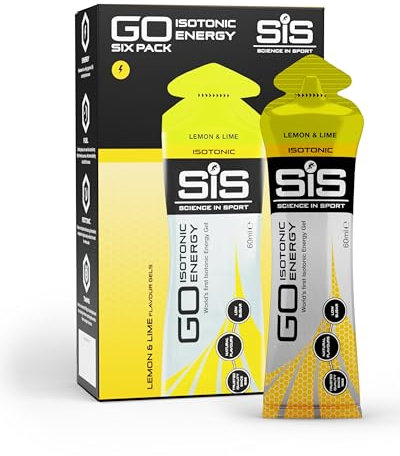 Science In Sport GO Isotonic Energy Gels, Running Gels with 22 g Carbohydrates, Low Sugar, Lemon & Lime Flavour, 60 ml Per Serving (6 Pack)