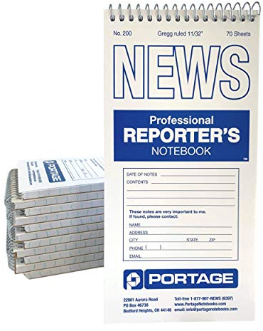 Portage Notebooks Small Notebook - Spiral Notepad for note-taking 4x8 - Small Notepad with stiff backing for Reporters - 12 Pack of Small Note Pads for Journalists and Writers, 70 sheets