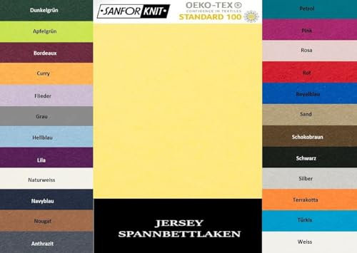 EXKLUSIV HEIMTEXTIL Jersey Spannbettlaken 180-200 x 200 cm Gelb