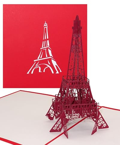 Cologne Cards Paris resa 3D pop up-kort, födelsedagskort – röd, inbjudning, kort, kupong, kuvert