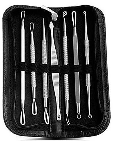 Blackhead Remover Tool Kit 7 Pcs - Professional Stainless Steel Pimple Popper Comedone Extractor Tools for Quick and Easy Removal of Pimples, Blackheads, Zit Removing