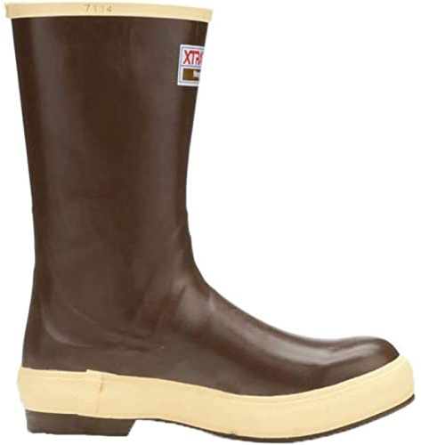 XTRATUF Men’s Fishing Watertight Latex Neoprene Arch Support Slip Resistant Traction Legacy Boots, 12in - Plain Toe, Copper/Tan, 5
