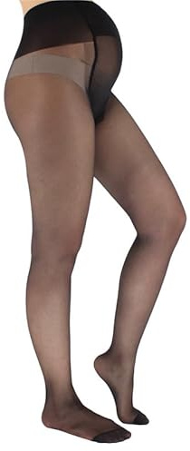 Franzoni Collant Maternity 20 Denari, Collant Premaman Effetto Velato con Pancera Gravidanza, Calze Donna Gravidanza - Made in Italy (nero, 4)