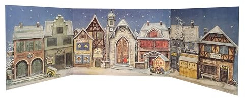 Nostalgischer Papier Adventskalender von 1946 mit Bildern und Glitzer Die Kleine Stadt