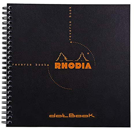Rhodia 193639C Reverse Book (Dot Grid, quadratisch, ideal für Ihre Notizen, 21 x 21 cm, 80 Blat) 1 Stück schwarz