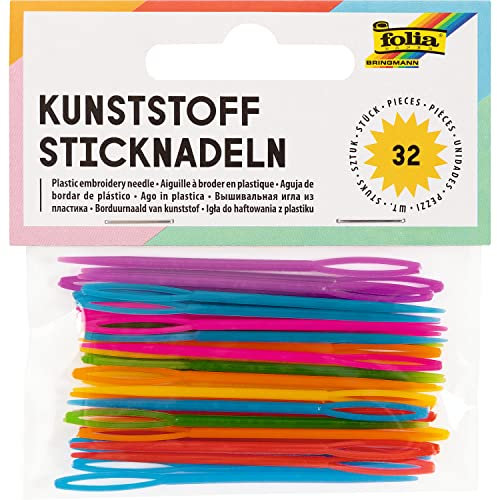 folia 2399 - Sticknadeln aus Kunststoff, 32 Stück, farbig sortiert
