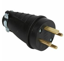 055070 - Fiche male Legrand caoutchouc 20A 3P+T 380V - Sortie droite et terre plate