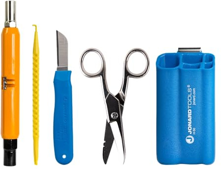 Jonard Tools TK-50 5 Piece Telecom Installer Kit with Can Wrench, Splicing Knife, Scissors, Probe Pick, and Tool Pouch
