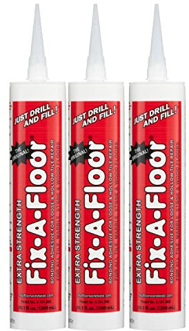 Fix-A-Floor Extra Strength Bonding Adhesive for Loose & Hollow Tiles, Wood, LVT & Laminate - Eco-Friendly & Non-Toxic - Includes 2mm and Customisable Patented Tip & Preservation Cap (Pack of 3)