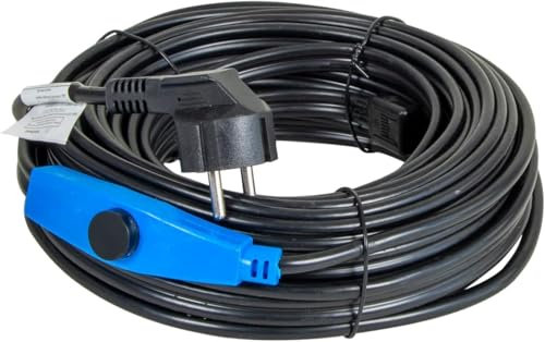 horizont Frostschutz Heizkabel mit Thermostat 14 m, ideal für Wasserleitung oder als Pflanzenheizung, wasserdichte Begleitheizung, Dachrinnenheizung selbstregulierend, Rohrbegleitheizung 230 V