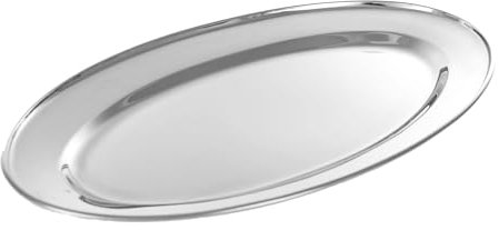 Buckingham Mirror Polish Oval Serving Tray Heavy Gauge Plate Stainless Steel Durable Meat Platter for Restaurant Catering Parties Buffet BBQs and Everyday Large Dining (30 Cm)