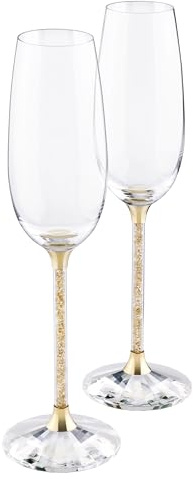 Swarovski Crystalline Golden Shadow Toasting Flutes, Set of 2