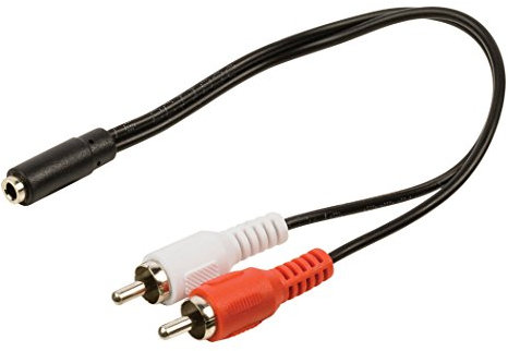 Valueline VLAP22255B02 - Câble audio stéréo - 2x RCA Mâles vers 3.5 mm Femelle - 20cm