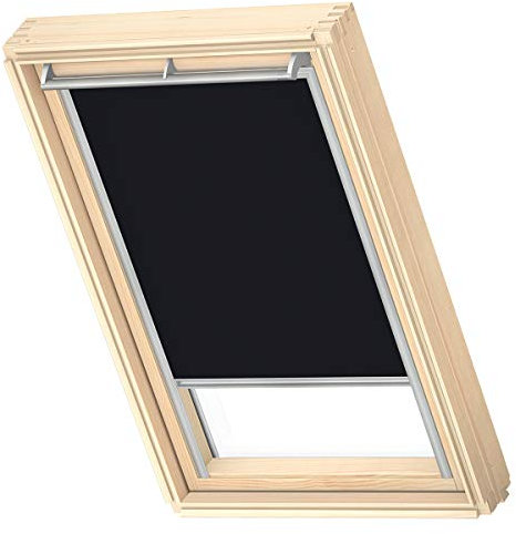 VELUX Original Dachfenster Verdunkelungsrollo, mit Grauer Führungsschiene, Schwarz, für FK08