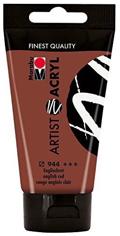 Marabu 12200002944 - Artist Acryl englischrot 75 ml, feine Acrylfarbe in Künstlerqualität, auf Wasserbasis, pastose Konsistenz, hoch pigmentiert, sehr gute Brillanz und Deckkraft