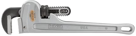 Ridgid 47057 Model 812 Aluminum Straight Pipe Wrench, 12-inch Plumbing Wrench, Silver, Small