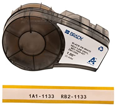 Brady Authentic (M21-1000-427) Self-Laminating Wire Wrap for Control and Electrical Panels, Datacom Cable Labeling, Black on White-For M210, M210-LAB, M211, BMP21-PLUS and BMP21-LAB Printers, 1W 14'L
