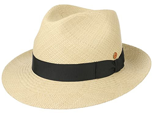 Mayser Albenga Panama Bogarthut Panamahut Strohhut Sommerhut Sonnenhut Herren - Made in The EU mit Ripsband, Ripsband Frühling-Sommer - 56 cm Natur