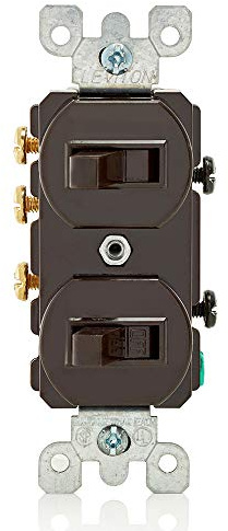 Leviton 15 Amp, 120/277 Volt, Duplex Style Single-Pole/3-Way AC Combination Switch, Commercial Grade, 5241, Brown
