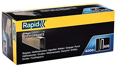 Rapid Tackerklammern Typ 606, 30mm Klammern, 4.000 Stk. Grosspackung, Schmalrückenklammern für Holz mit geharzte Oberfläche