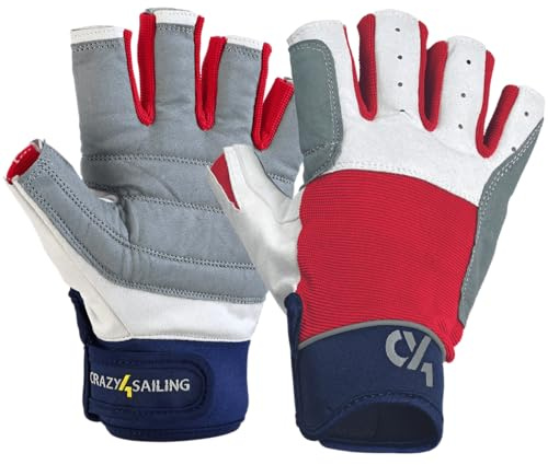 crazy4sailing Segelhandschuhe Herren & Damen Regatta Rot XL – Profi Kurzfinger für Segeln, Kajak & Fahrrad – Maximaler Grip durch High-Tech Verstärkung – Ergonomisch & Abriebfest