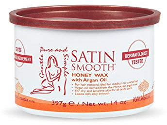 Satin Smooth Honey Hair Removal Wax with Argan Oil, for Medium to Coarse Hair, Full Body Waxing, Ideal for Sensitive Skin, 14oz