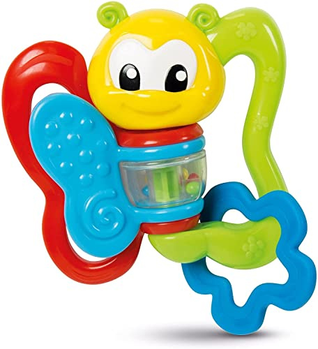 Clementoni Baby Baby Butterfly Rattle, Sonaglio Neonato 3+ Mesi, Gioco Prima Infanzia per Stimolare Lo Sviluppo Multisensoriale e la Manualità, con Pendente Mordicchioso, 17159