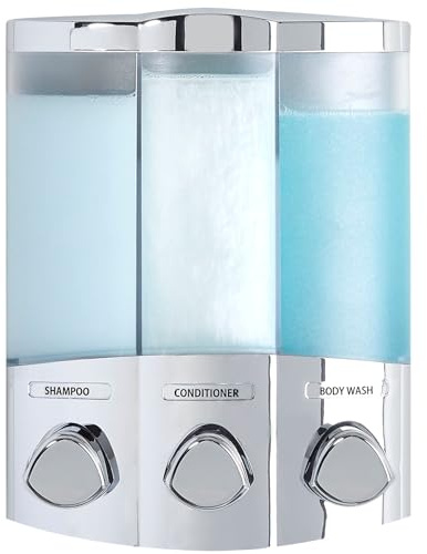 Better Living Products 76344-1 Euro Series TRIO 3-Chamber Soap and Shower Dispenser, Chrome