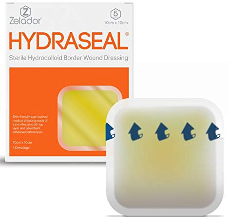 Hydrocolloid Border Wound Dressing – Waterproof, Breathable & Adhesive Patches for Faster Healing, Blister & Acne Protection – Ideal for Sensitive Skin - 10x10cm x 5