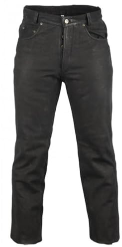 MDM Lederjeans Bikerjeans Western Nubuk Leder schwarz Motorradjeans Hose Lederhose (36)