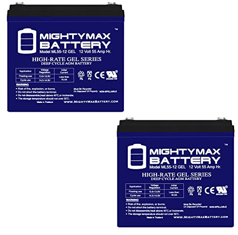 12V 55AH Gel Battery for Pride Mobility Jazzy 600/XL, 614/HD - 2 Pack