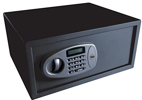 Yale Electronic Guest Laptop Safe – Guest Protection, PIN Keypad + Master Code, Auto Lockdown, Anti-bump Solenoid, LCD Display, Carpeted Interior, Fixings Included – 24L – Y-LTS0000