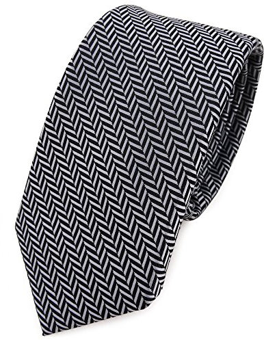 TigerTie - schmale Designer Krawatte in silber grau-schwarz gestreift