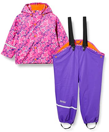CareTec Baby und Kinder Regenjacke und Regenhose mit Fleece Futter im Set, Purple (633), 104