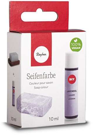 Rayher Hobby 34246312 Seifenfarbe, 10 ml, geruchsneutral, 100% vegan, schadstofffrei und ökologisch abbaubar, im wiederverschließbaren Kunststofffläschchen mit Schraubdeckel, gut dosierbar, lavendel