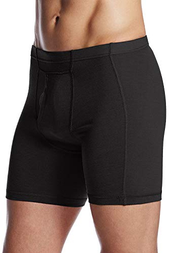 100% Merino Wool Mens Lightweight Boxer Brief - Moisture Wicking - Soft and Breathable Underwear - Black - Medium